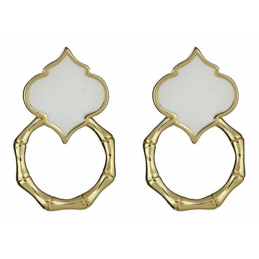 Bamboo Spade Earring: Gold / White