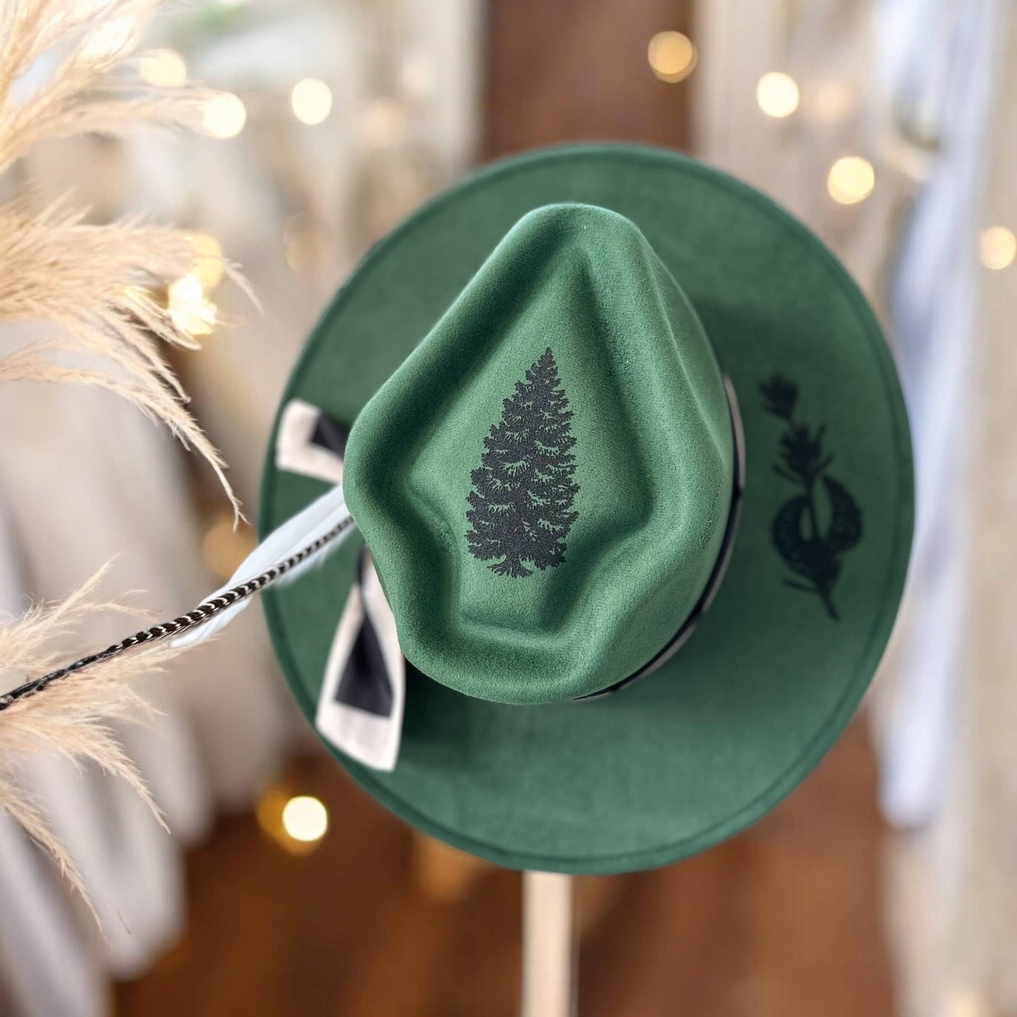 Pine Tree Burnt Cowboy Western Hat : Army Green / Cotton Rancher