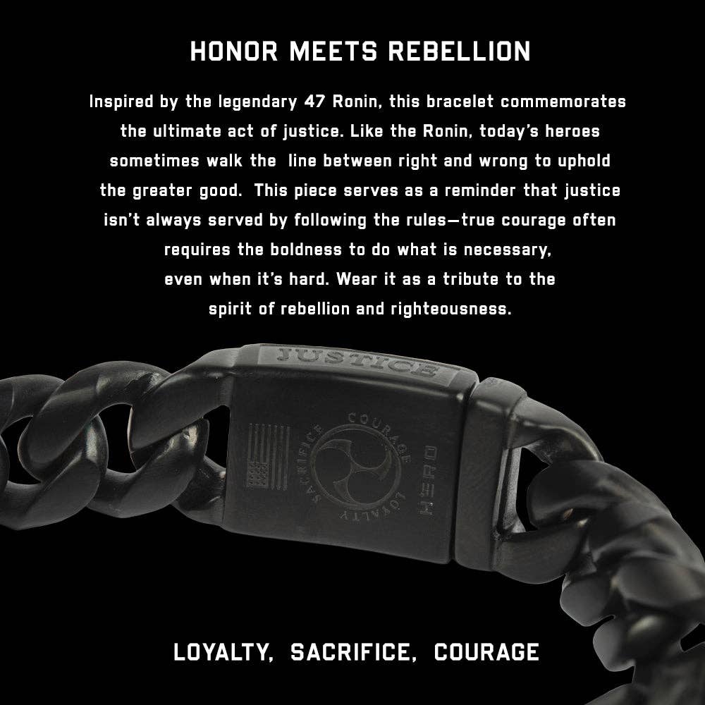 The Hero Company- Samurai Honor & Justice Cuban Link Bracelet - Helps Pair Veterans With A Service Dog Or Shelter Dog- Faire: Large
