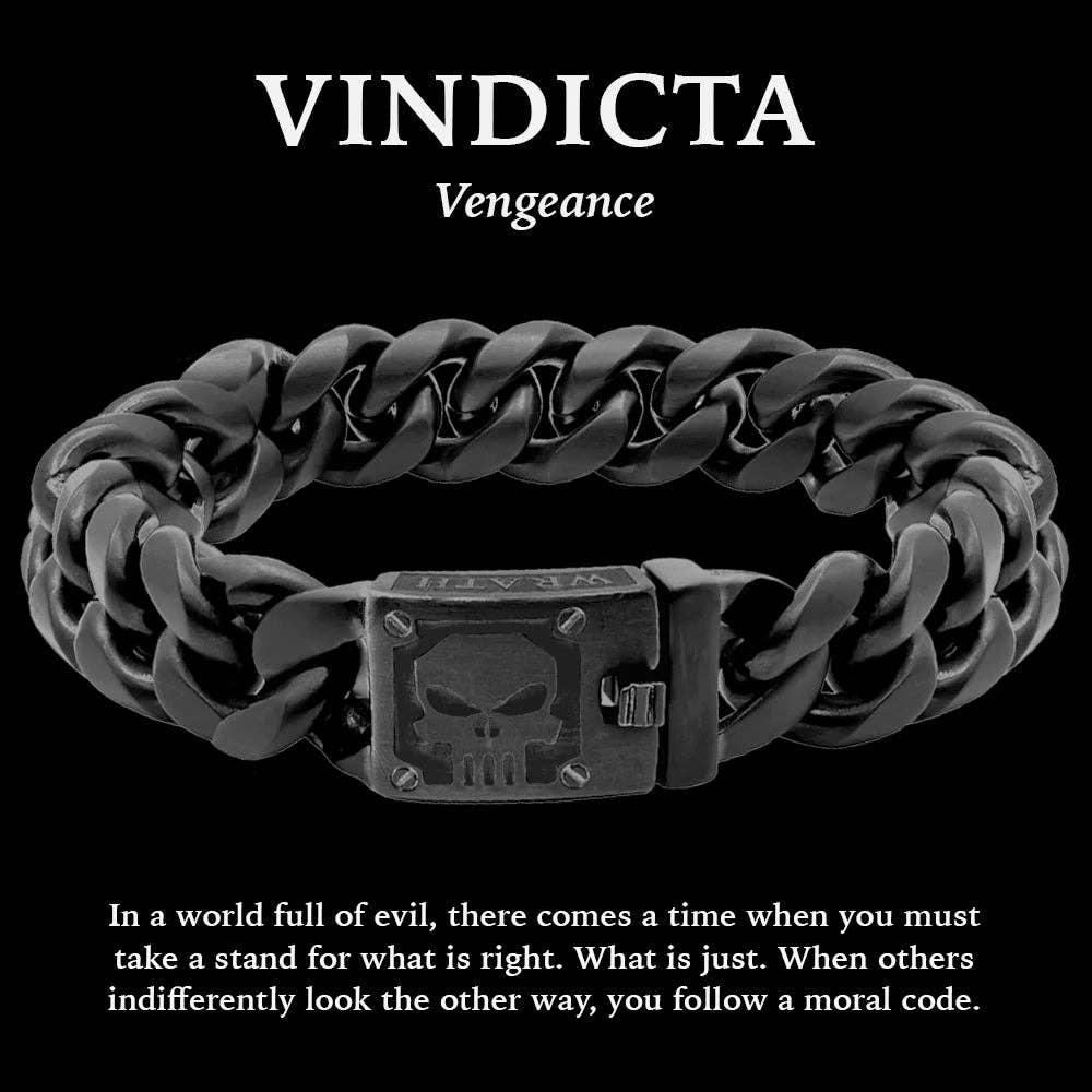 The Hero  Company- VINDICTA VENGEANCE - Wrath & Justice Cuban Link Black Bracelet : Helps Pair Veterans With A Service Dog or Shelter Dog -Faire: Medium - Wrist Size 8"- 8 1/2"