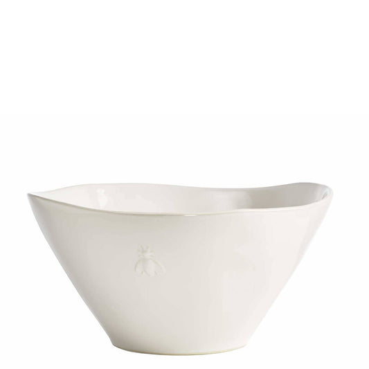 Bee Ceramic Salad Serving Bowl: Ecru