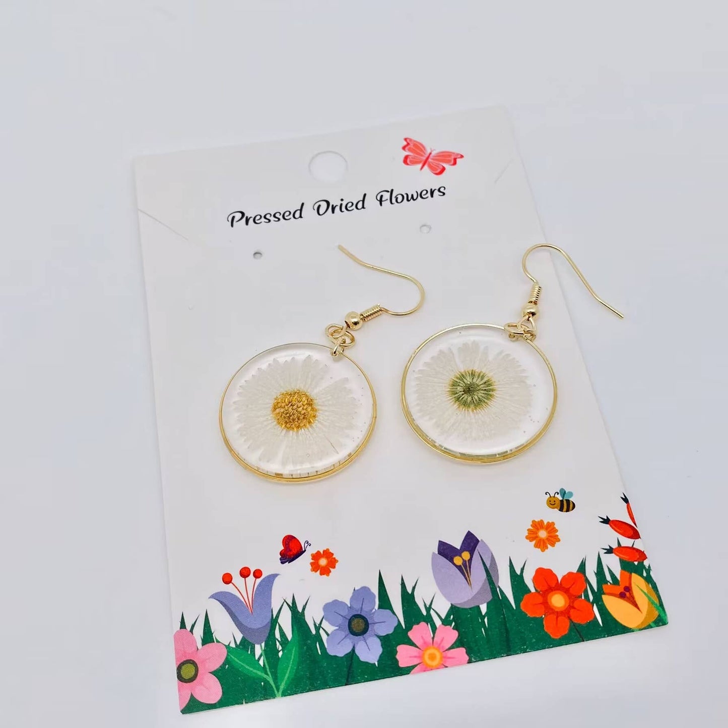 Mio Queena - Leucanthemum paludosum Dried Flower Circular Earring - PDF