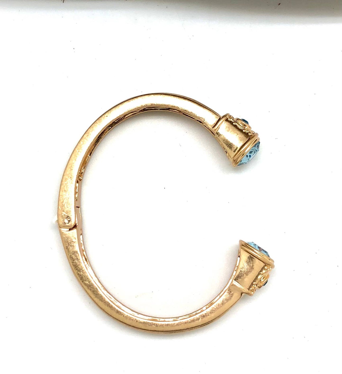 Rant & Rave Classic - Bracelet Cuff w/Spring with Bezel Blue Sky Glass 7-8”
