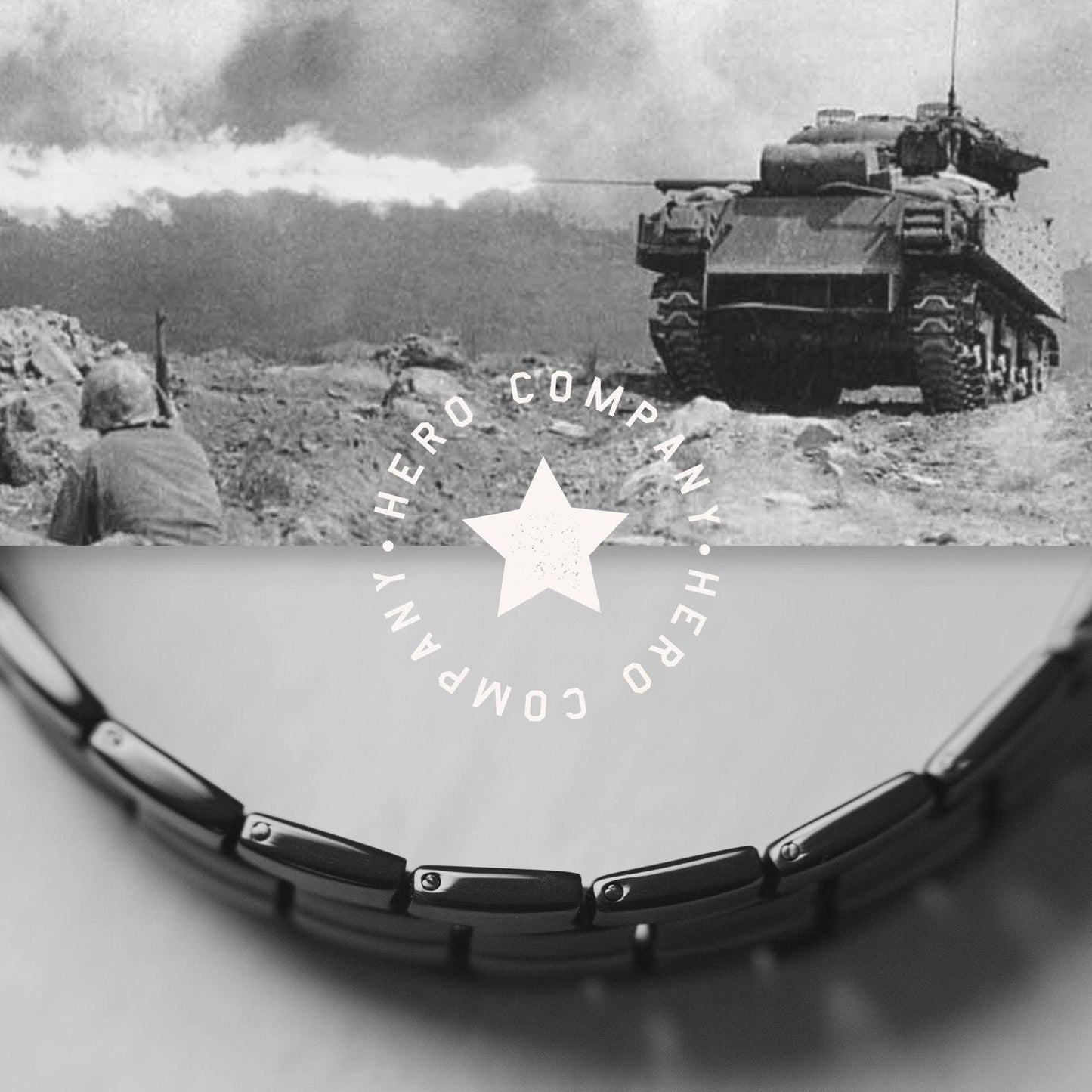The Hero Company- Sherman Tank Track Titanium Magnetic Bracelet : Helps Pair Veterans With A Service Dog Or Shelter Dog- Faire