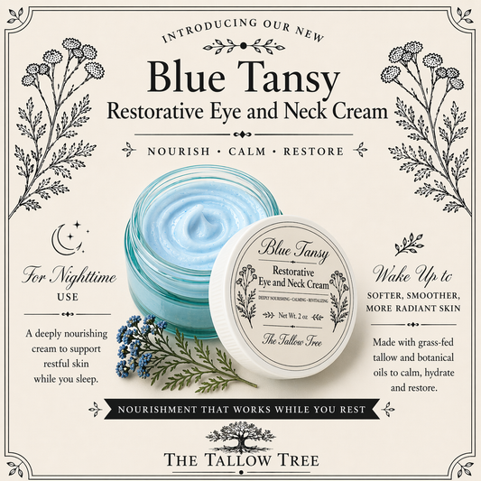 Blue Tansy Tallow Cream | Natural Anti-Aging Moisturizer for Sensitive Skin