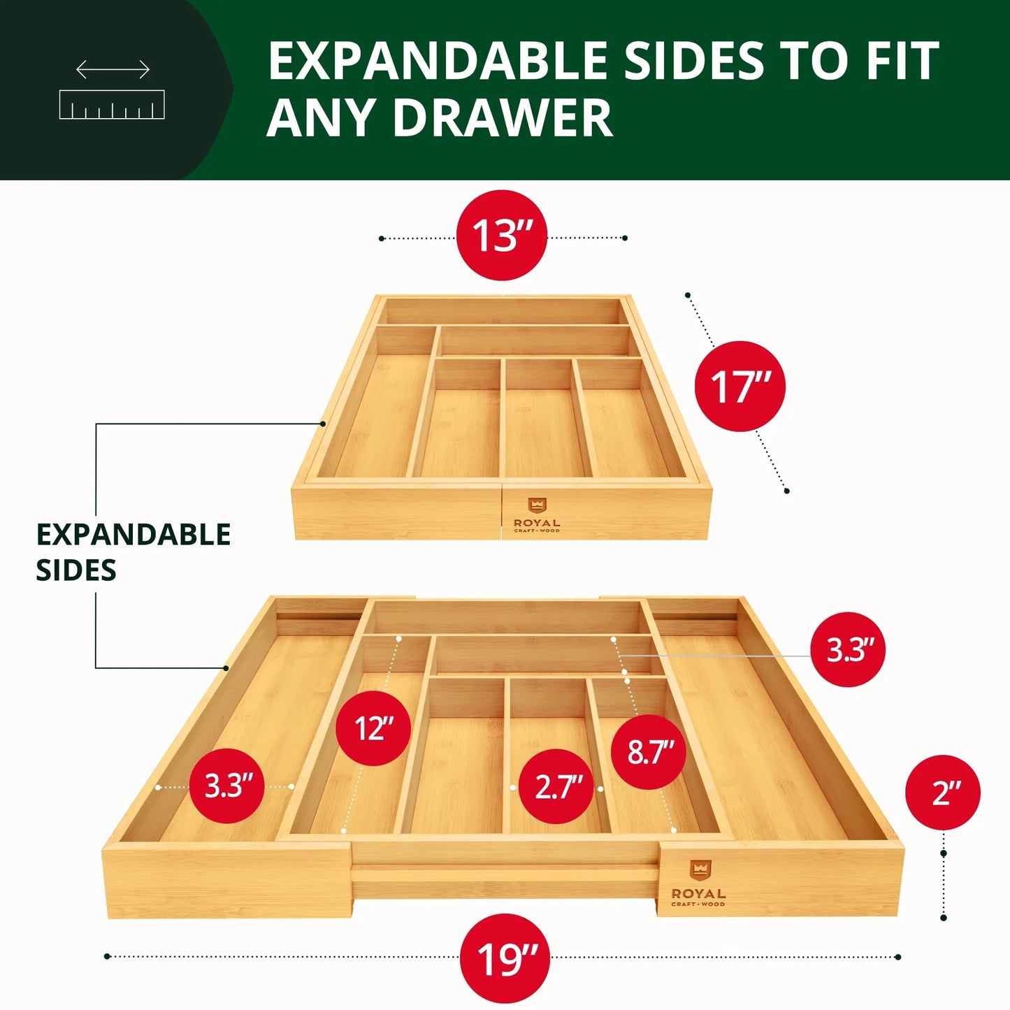 Expandable Silverware Organizer (8 Slots)
