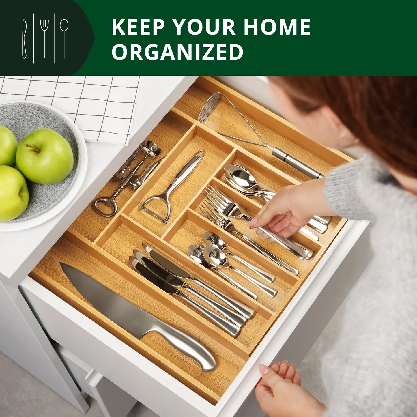 Expandable Silverware Organizer (8 Slots)