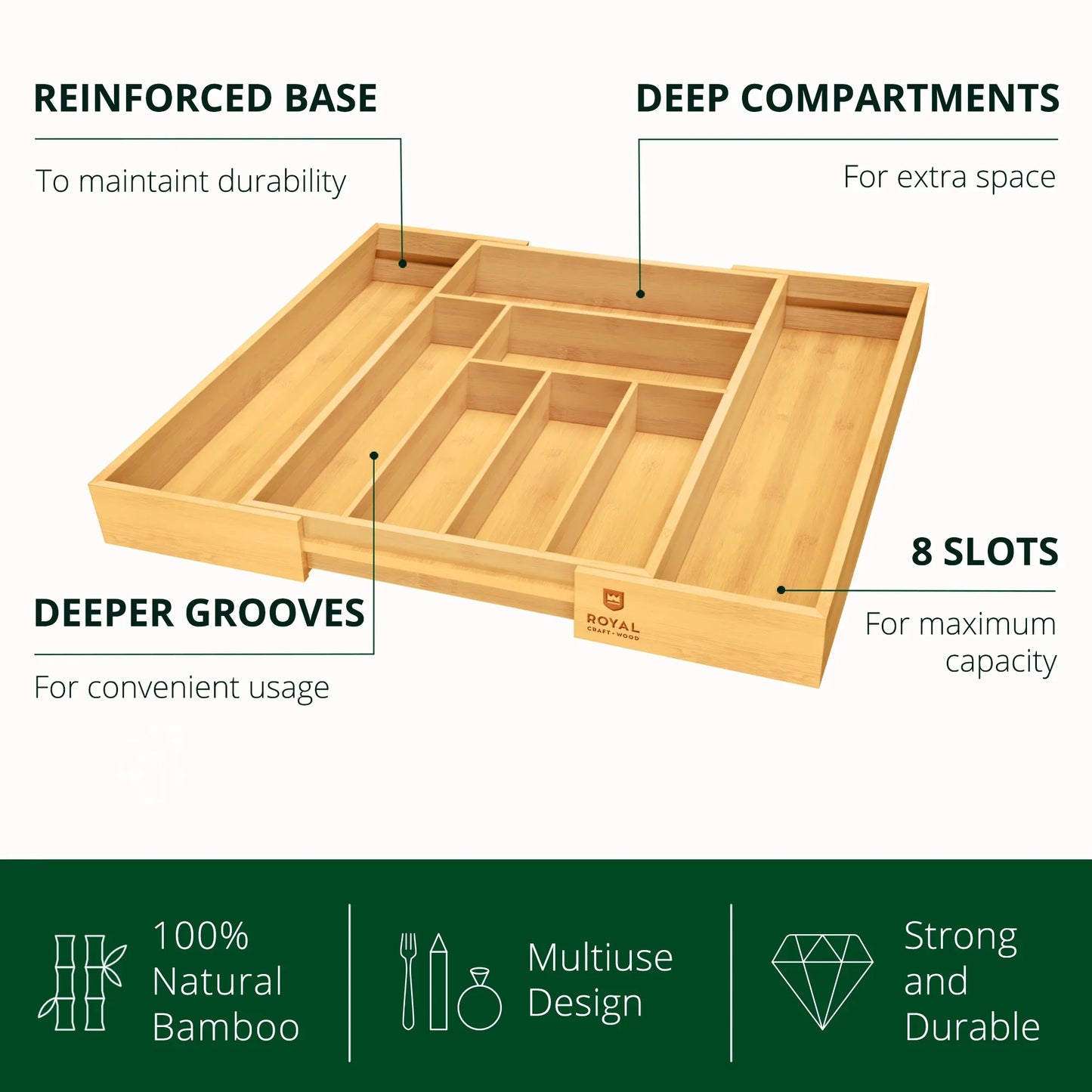 Expandable Silverware Organizer (8 Slots)