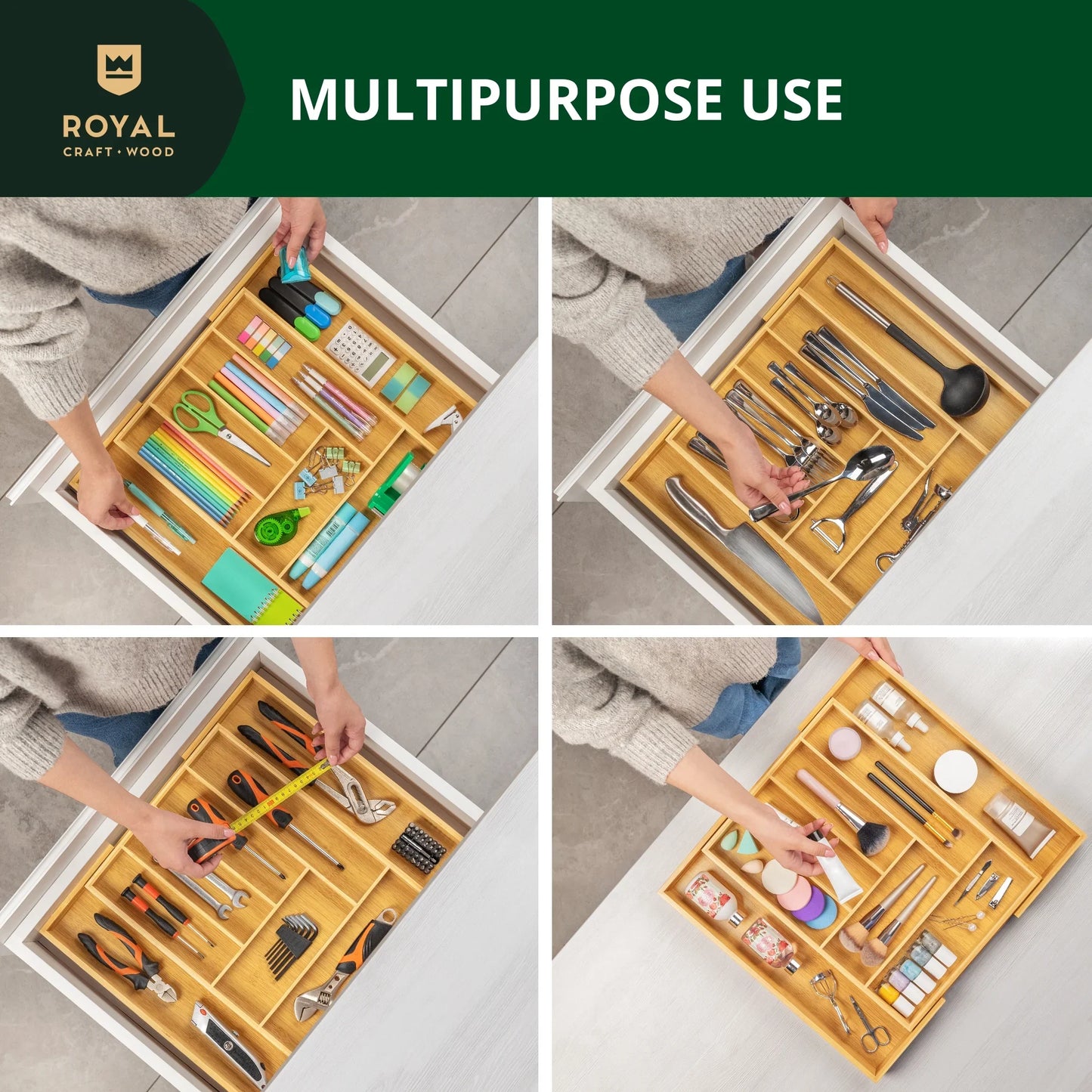 Expandable Silverware Organizer (8 Slots)