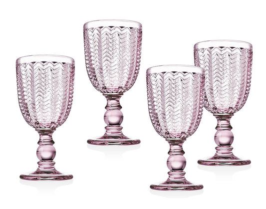 Godinger - Set of Four Twill Goblets - Pink