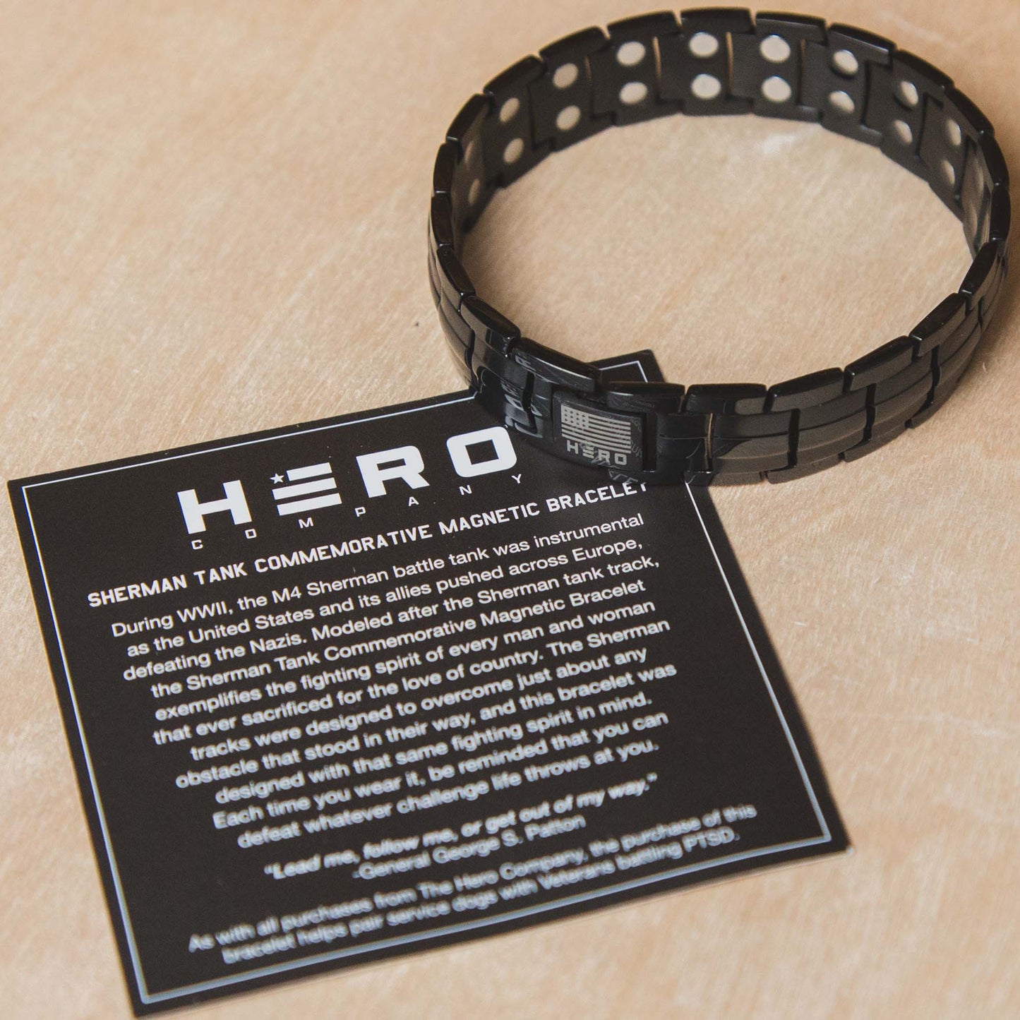 The Hero Company- Sherman Tank Track Titanium Magnetic Bracelet : Helps Pair Veterans With A Service Dog Or Shelter Dog- Faire