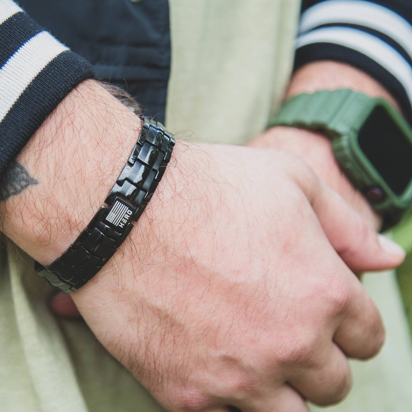 The Hero Company- Sherman Tank Track Titanium Magnetic Bracelet : Helps Pair Veterans With A Service Dog Or Shelter Dog- Faire