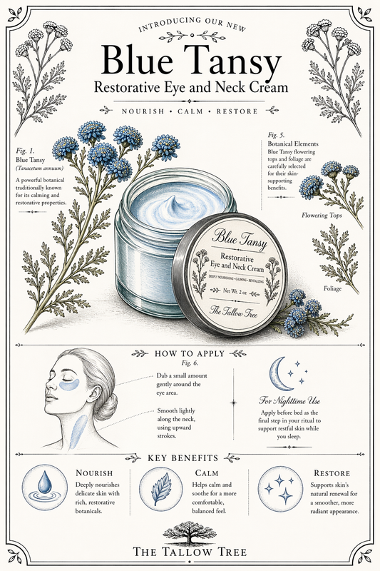 Blue Tansy Tallow Cream | Natural Anti-Aging Moisturizer for Sensitive Skin