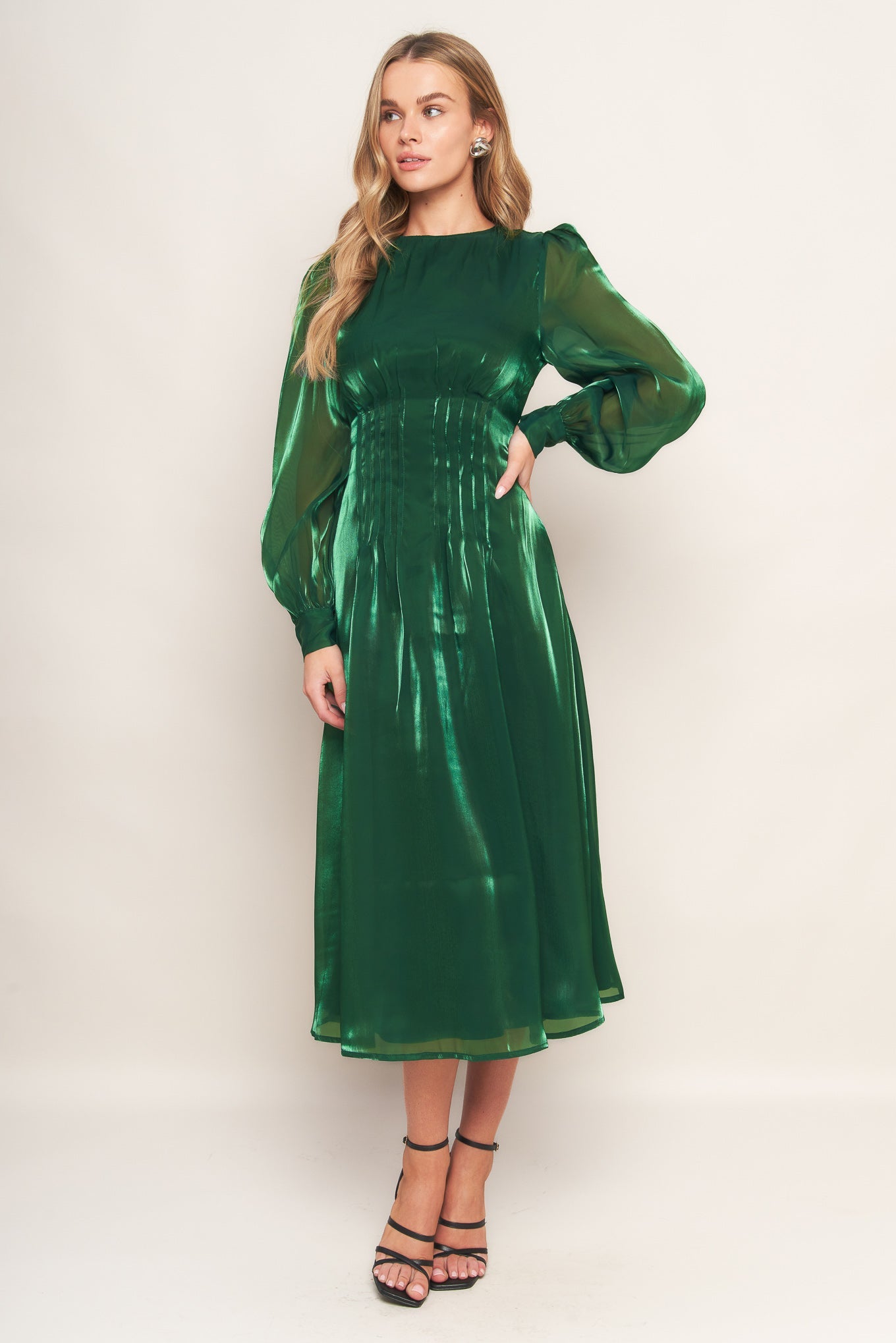 VITAL MOMENT WOVEN MIDI DRESS