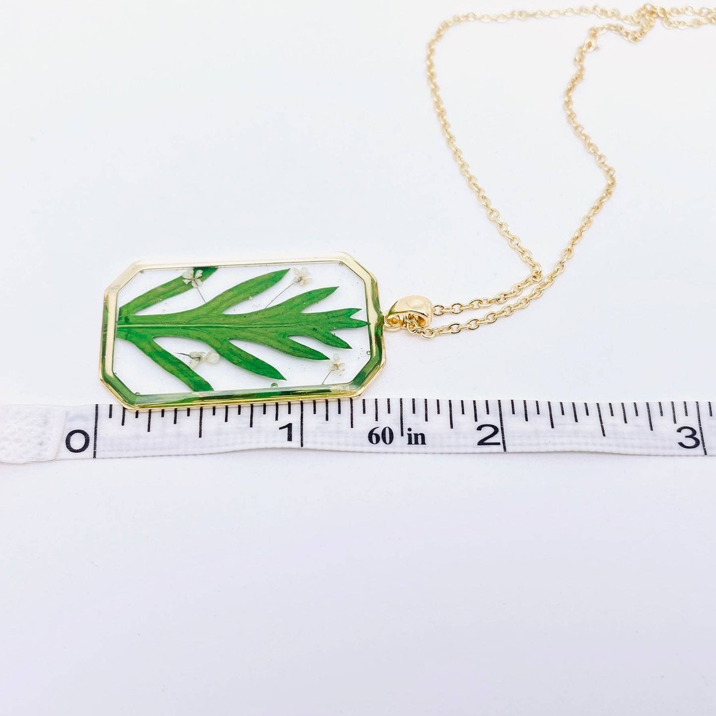 Mio Queena - Fern Leaf Pressed Dried Plant Pendant Necklace - PDF
