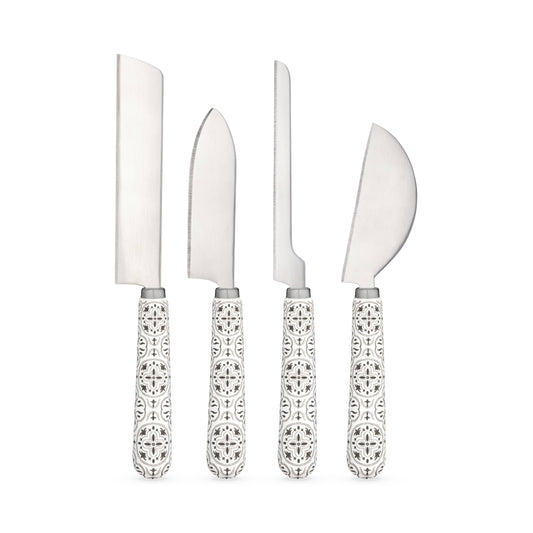 Stainless Steel & Ceramic Tile Cheese Knives - Set of 4