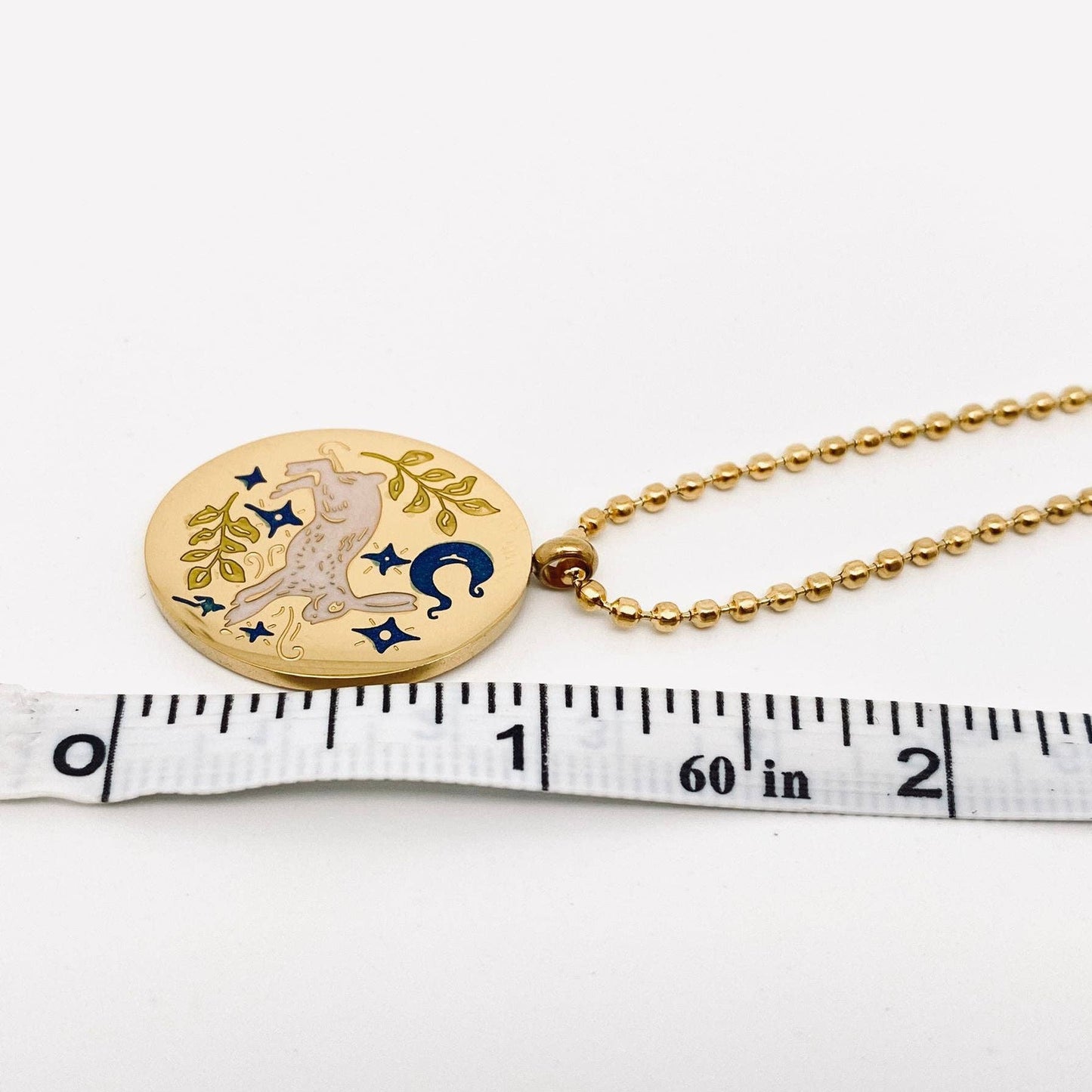 Mio Queena - Painted Enamel Rabbit Oval 18K Gold Plated Necklace - FGS