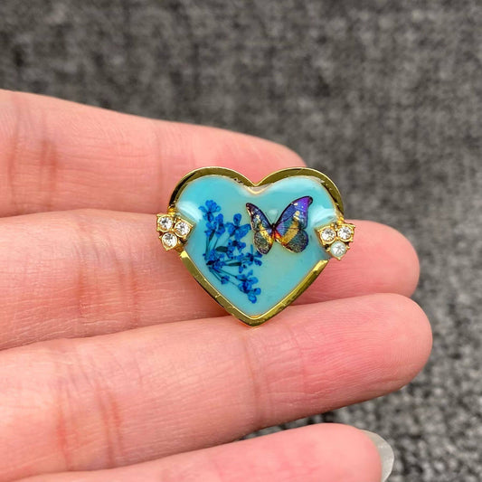 Mio Queena - Blue Butterfly Dried Flower 18K Golden SS Ring - FGS/PDF: Style - A