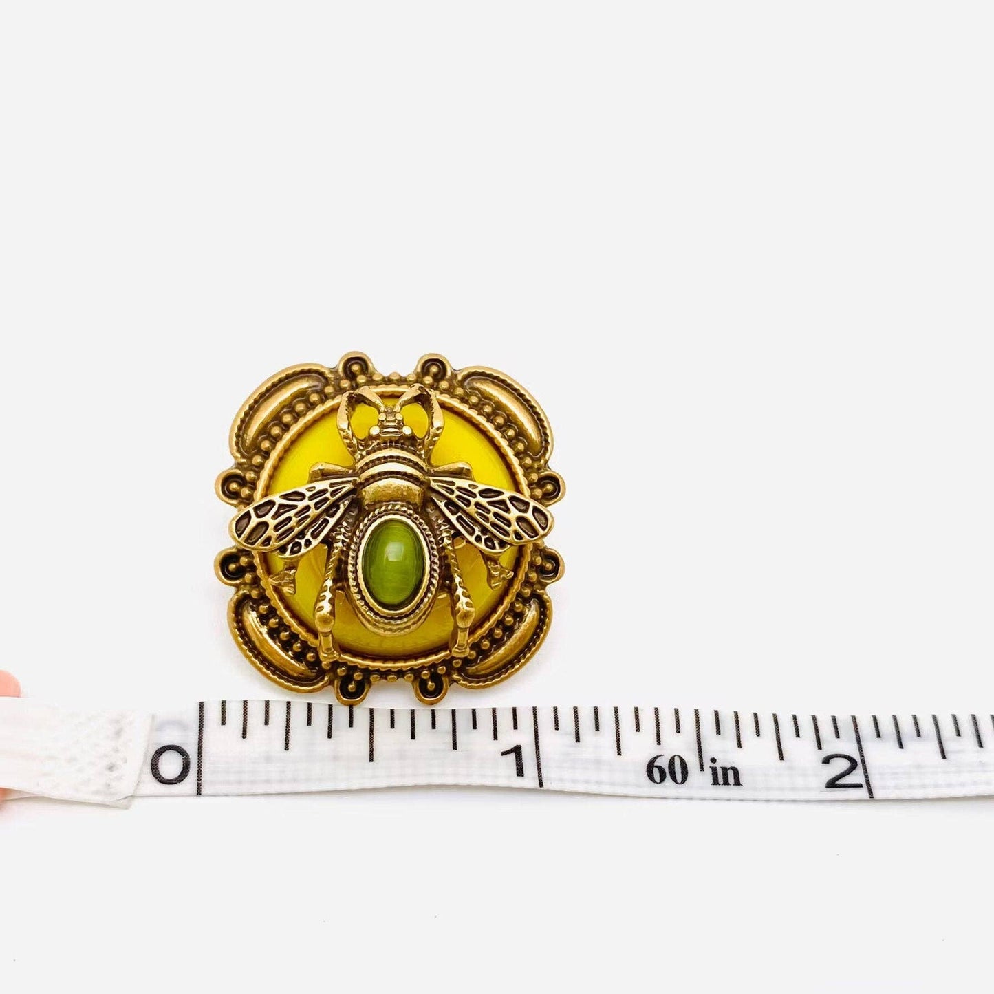 Vintage Cat's Eye Stone Bee Post Stud Earrings: Black