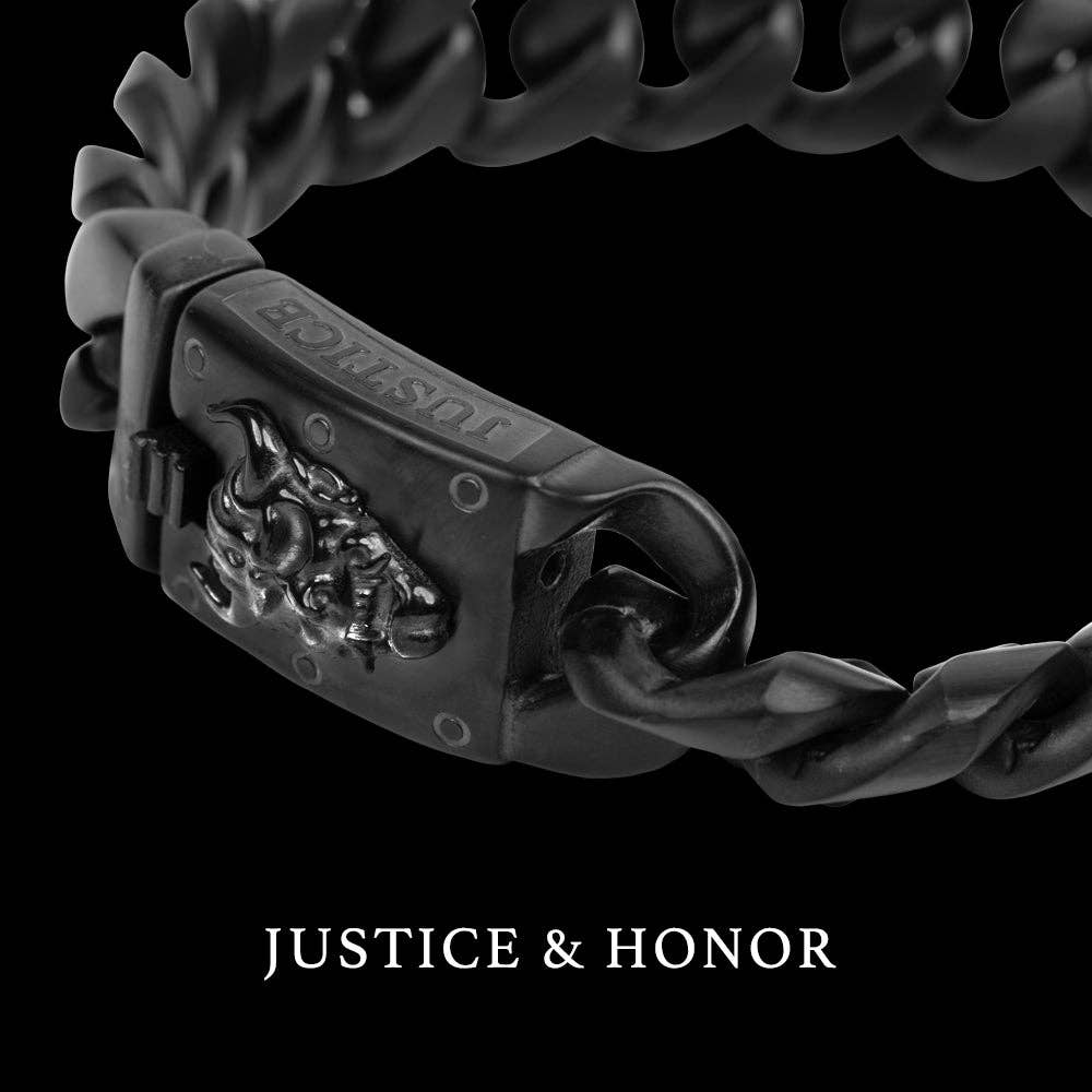 The Hero Company- Samurai Honor & Justice Cuban Link Bracelet - Helps Pair Veterans With A Service Dog Or Shelter Dog- Faire: Large