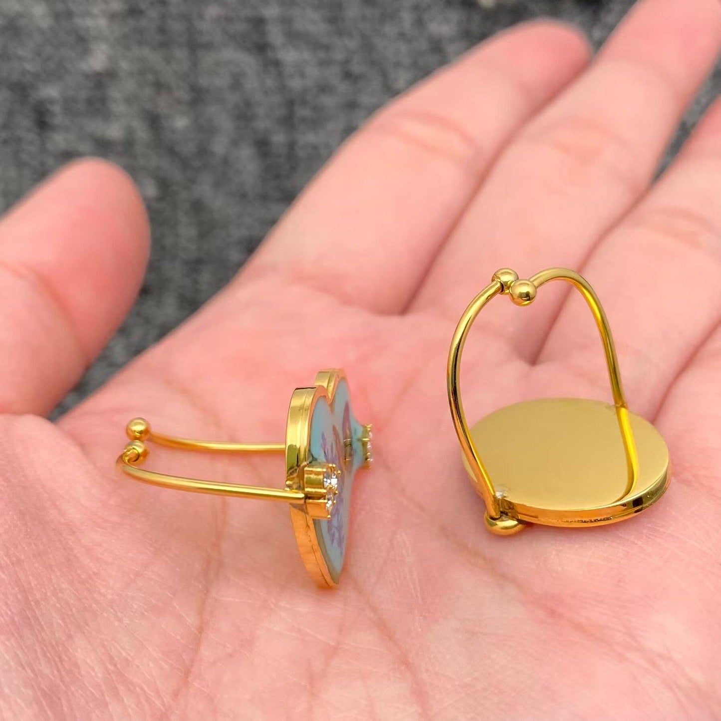 Mio Queena - Blue Butterfly Dried Flower 18K Golden SS Ring - FGS/PDF: Style - A