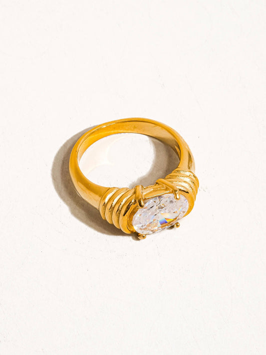 Flânerie by MAIQ - Verna 18K Gold Non-Tarnish Rhinestone Ring: White