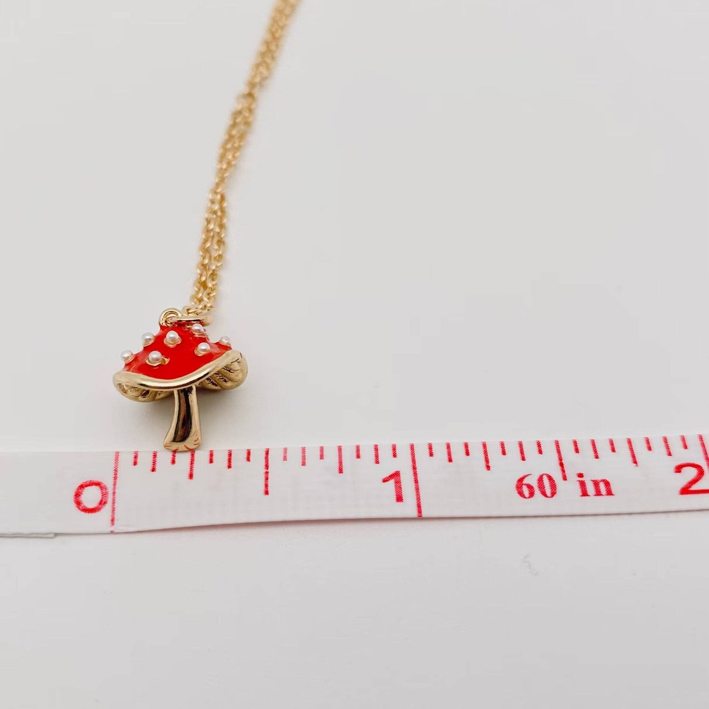 Mio Queena - Mini Red Enamel Mushroom Pendant Necklace