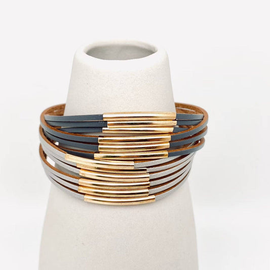 Mio Queena - 2 Colors PU Leather Bracelet with Magnetic Buckle