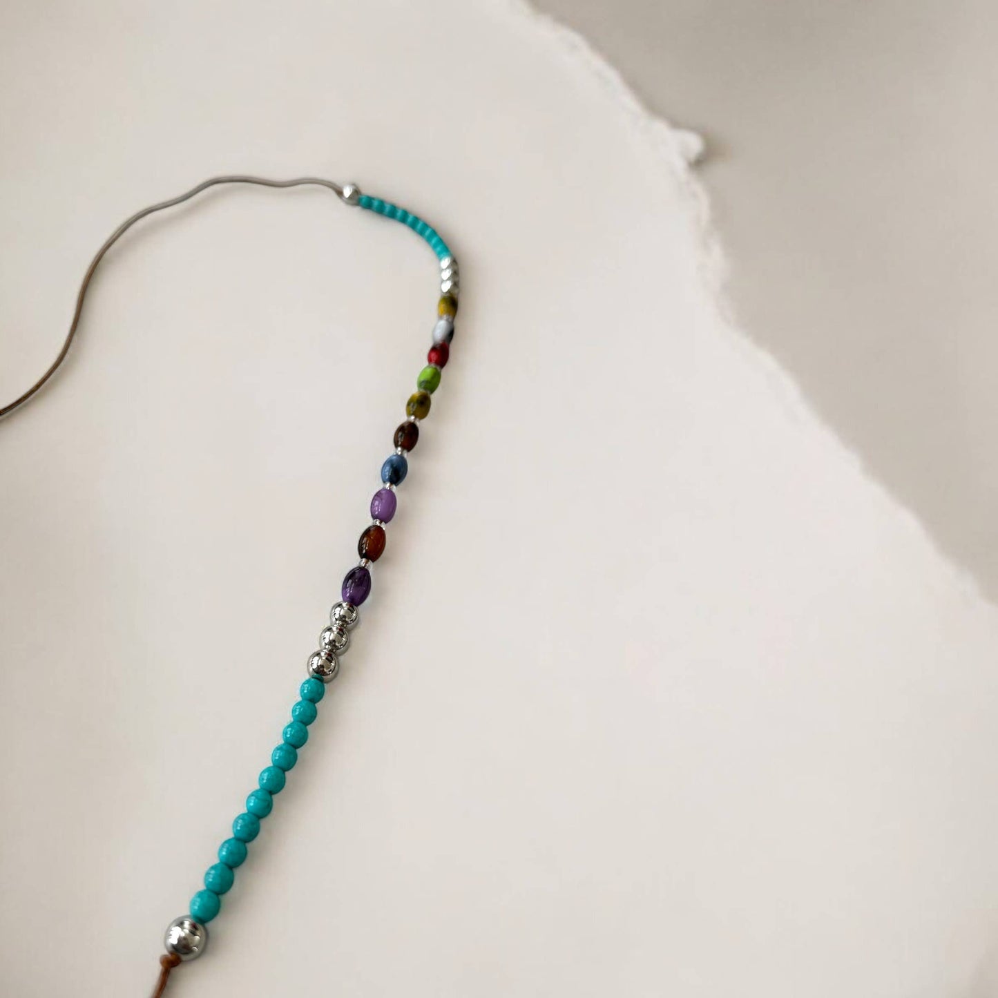 Wild Indigo - Hand Beaded Multicolor Stone Band