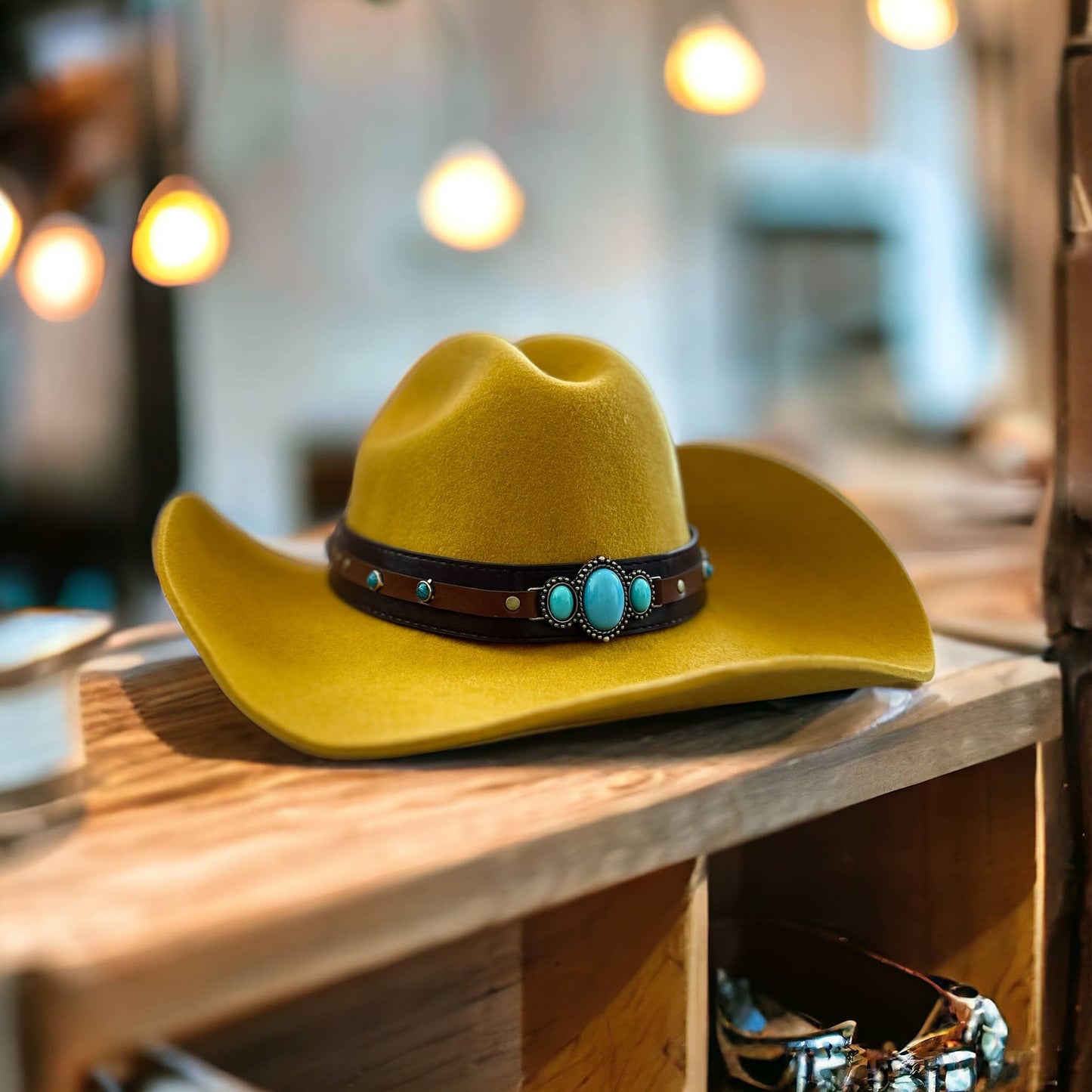 Triple Turquoise Brooch Hat Band 