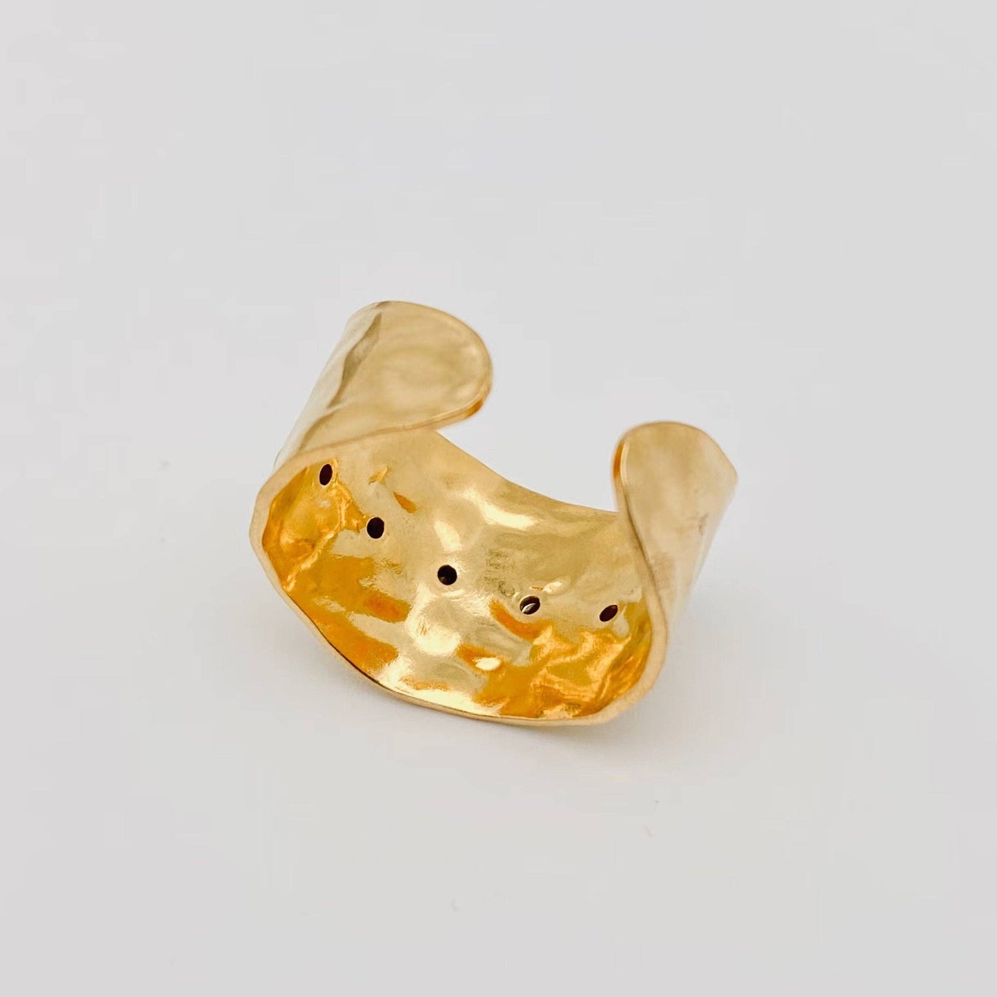Colored Zircon Stainless Steel 18K Gold Plated Wide Ring-FGS
