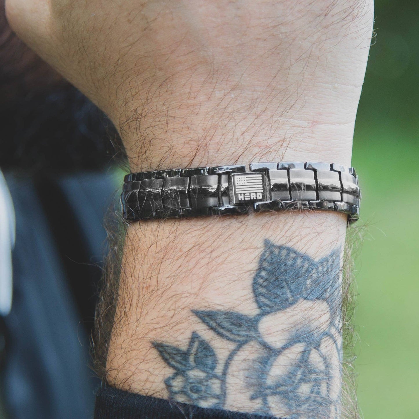 The Hero Company- Sherman Tank Track Titanium Magnetic Bracelet : Helps Pair Veterans With A Service Dog Or Shelter Dog- Faire