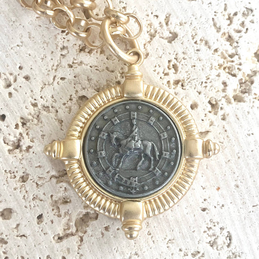 Horse equestrian jewelry coin necklace