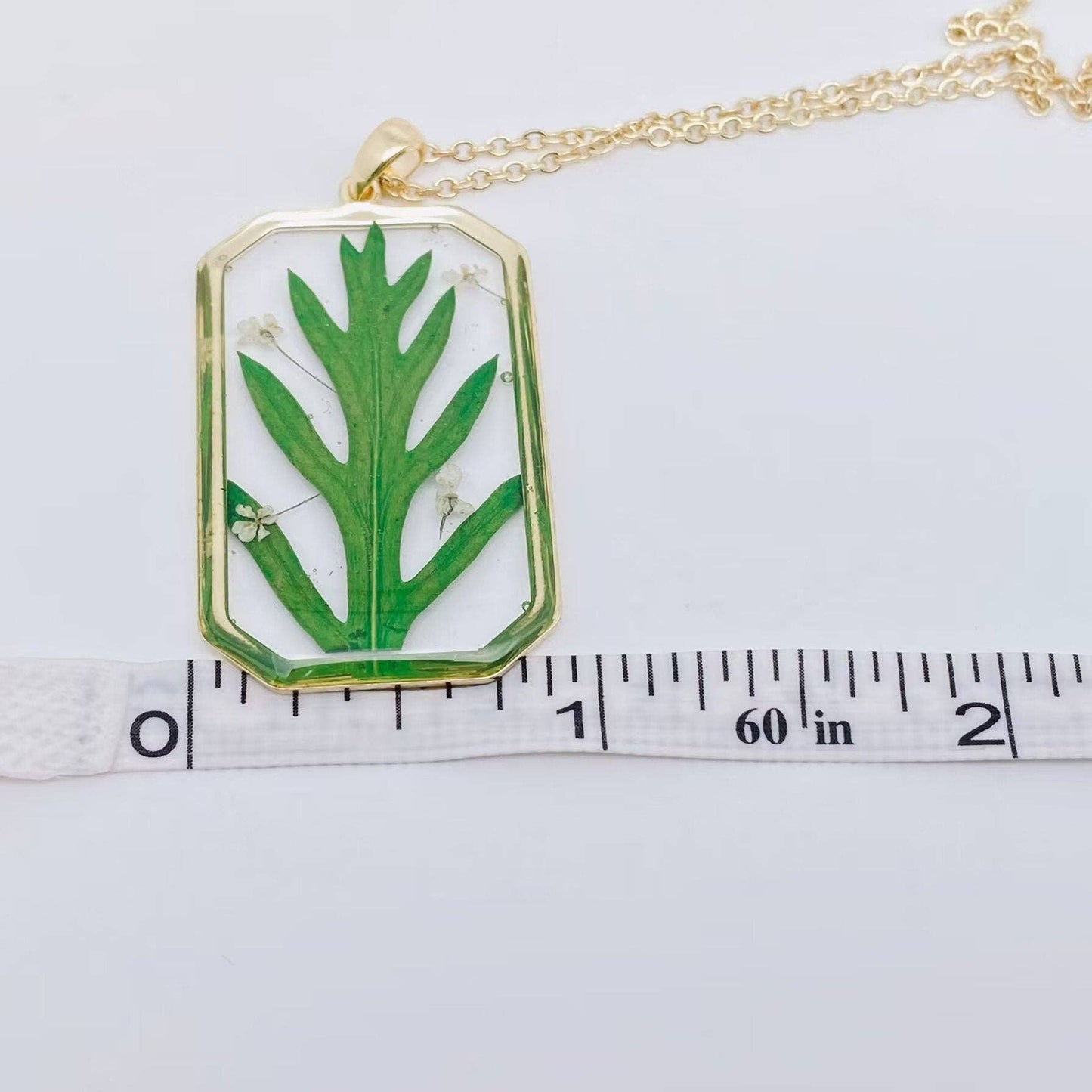 Mio Queena - Fern Leaf Pressed Dried Plant Pendant Necklace - PDF