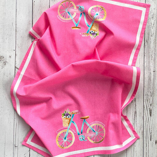 Flower Bike Floursack Kitchen Towel S/2: Multi / KT