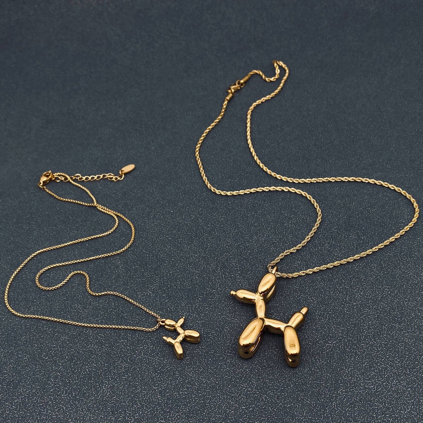 Mio Queena - Balloon Dog 18K Gold-plated Stainless Steel Necklace - FGS: Large
