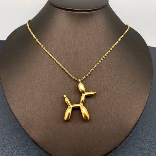 Mio Queena - Balloon Dog 18K Gold-plated Stainless Steel Necklace - FGS: Large