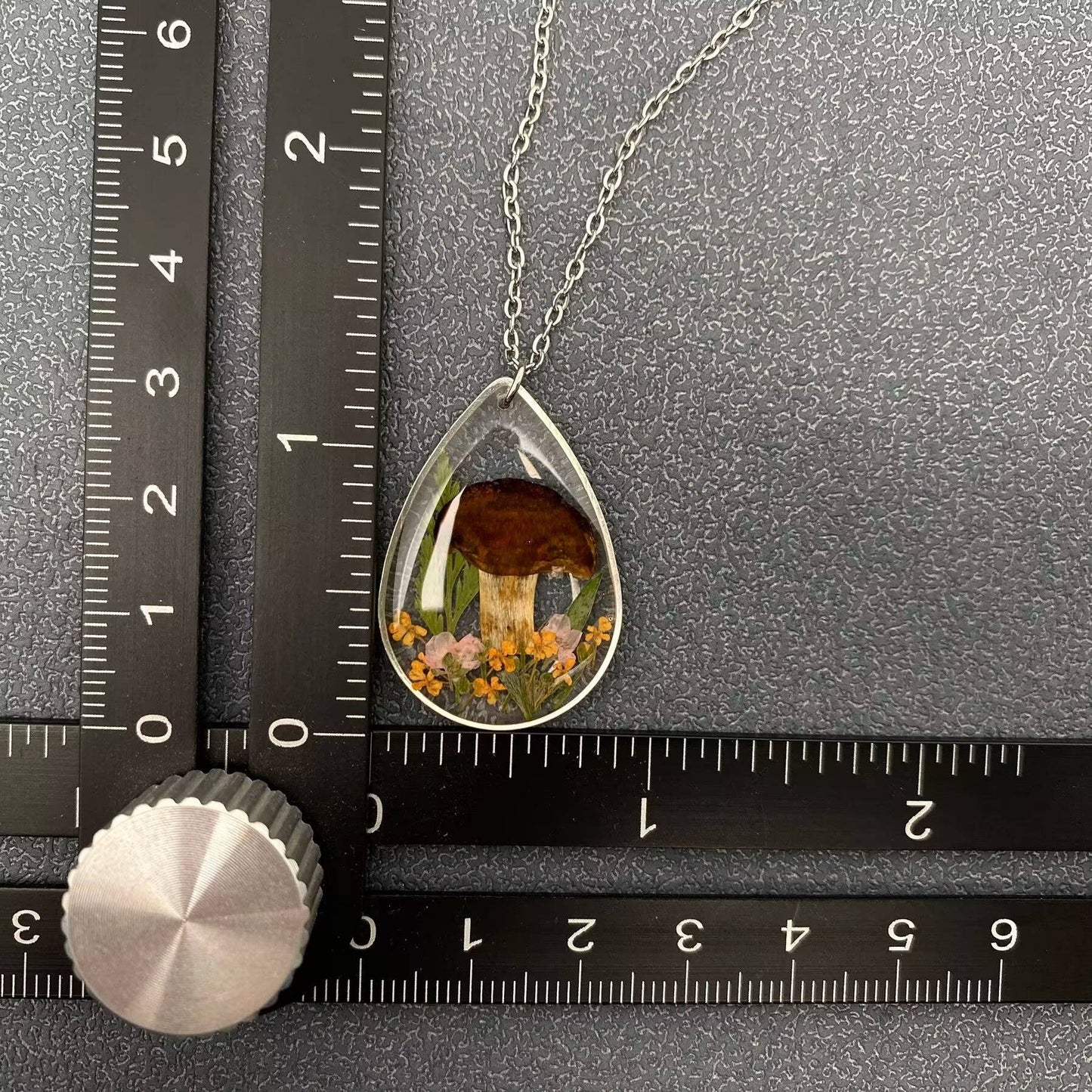 Mio Queena - Dried Flower Mushroom Drop Charm Necklace - PDF