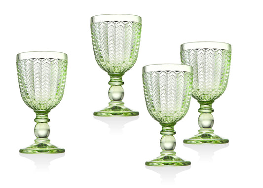 Set of Four Twill Green Goblets