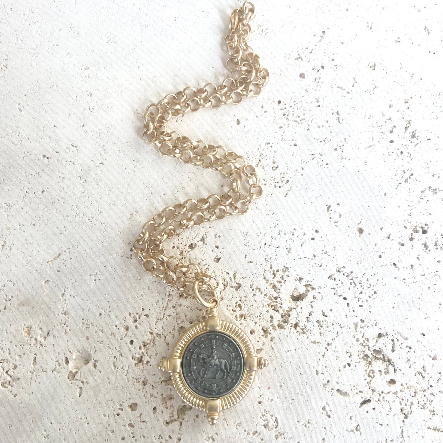 Horse equestrian jewelry coin necklace