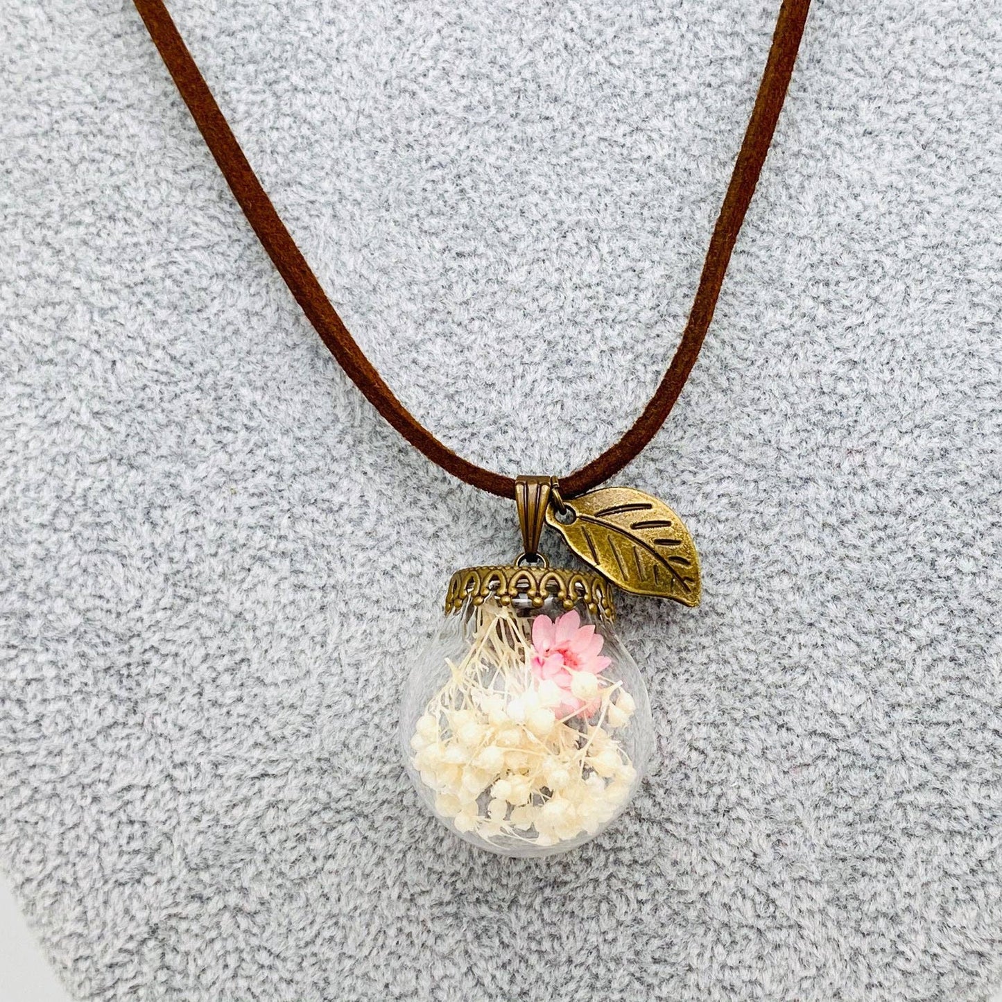 Mio Queena - Pink Baby's Breath Glass Ball Pendant Necklace - PDF